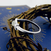 Dainty Triple Moon Ring With Rainbow Moonstone